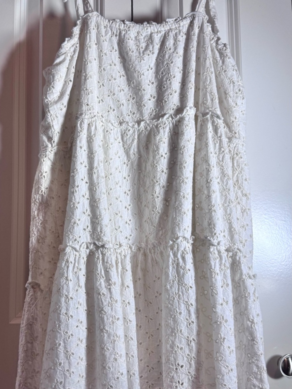 Altar'd State White Eyelet Mini Dress Large Tie Strap Summer Boho - Picture 3 of 10